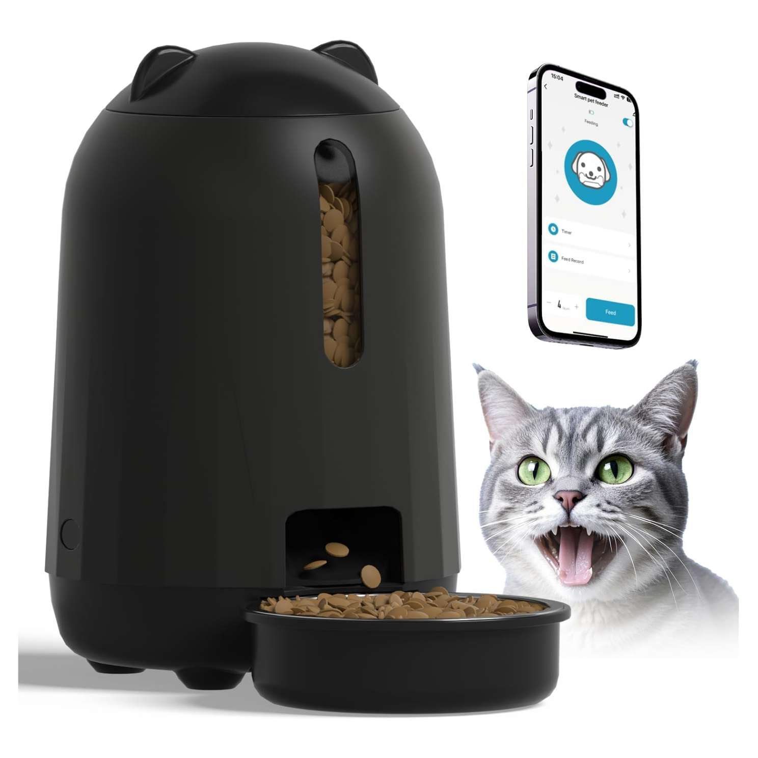 Comedero automático Wi-Fi para gatos, capacidad de 3 litros, con doble fuente de alimentación para Chile.