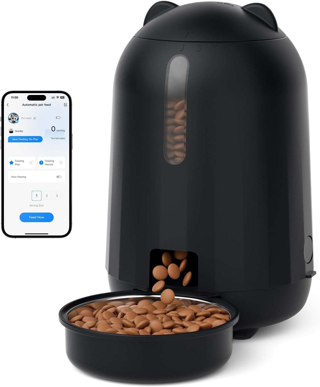 Comedero automático Wi-Fi para gatos, capacidad de 3 litros, con doble fuente de alimentación para Chile.