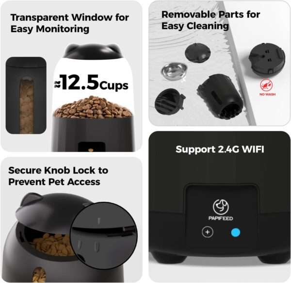 Comedero automático Wi-Fi para gatos, capacidad de 3 litros, con doble fuente de alimentación para Chile.