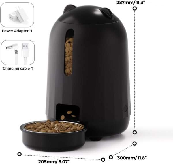 Comedero automático Wi-Fi para gatos, capacidad de 3 litros, con doble fuente de alimentación para Chile.
