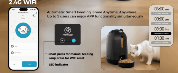 Comedero automático Wi-Fi para gatos, capacidad de 3 litros, con doble fuente de alimentación para Chile.