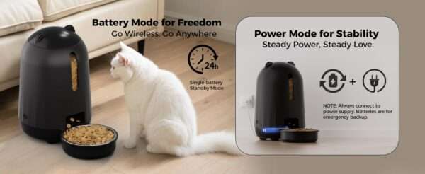 Comedero automático Wi-Fi para gatos, capacidad de 3 litros, con doble fuente de alimentación para Chile.
