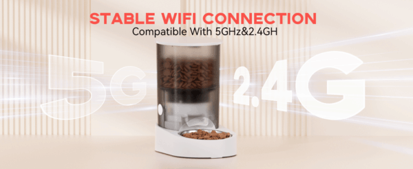 Comedero automático para gatos, con batería recargable, capacidad de 4 litros y Wi-Fi de doble banda en Chile.