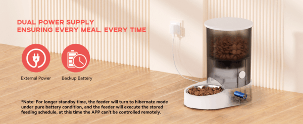 Comedero automático para gatos, con batería recargable, capacidad de 4 litros y Wi-Fi de doble banda en Chile.