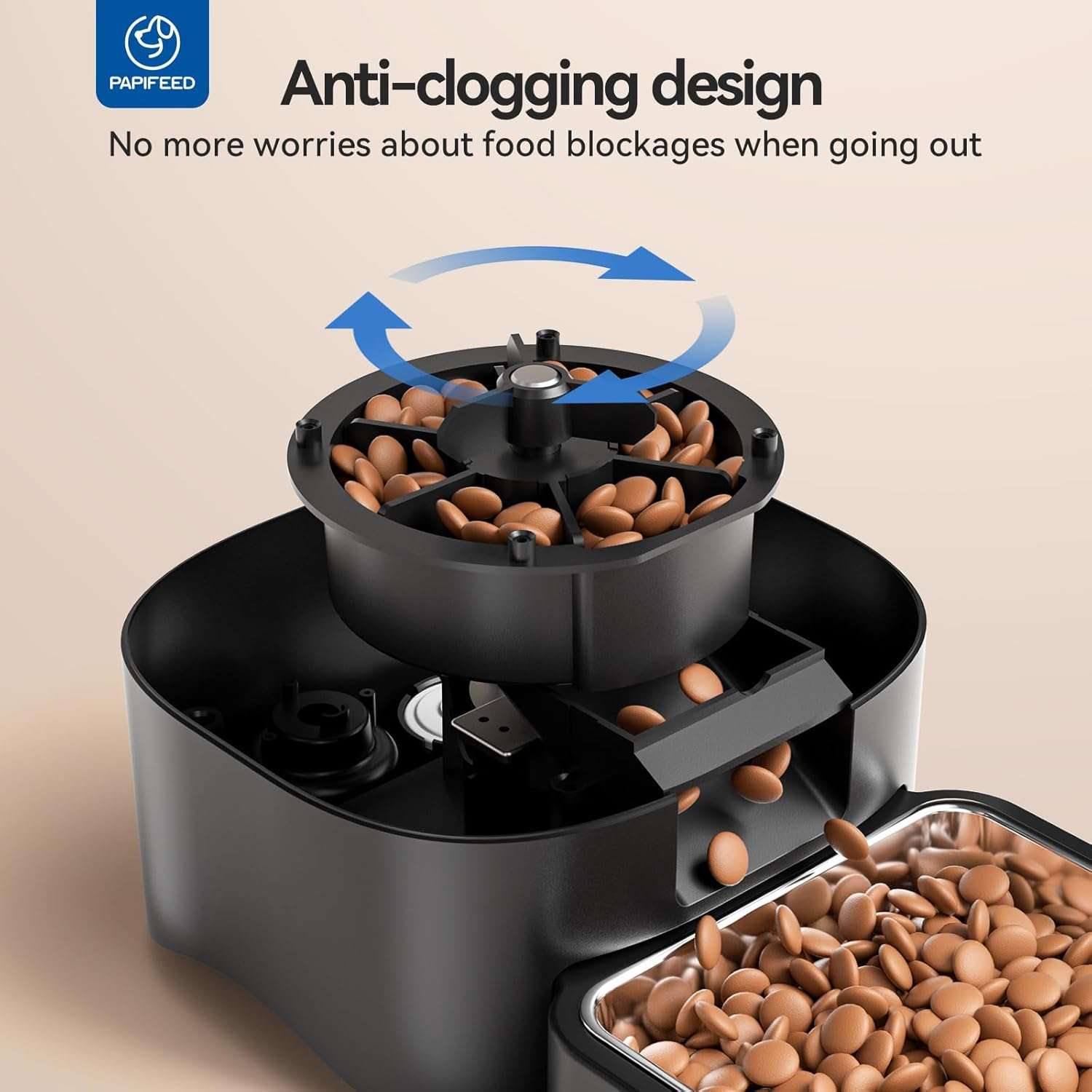 Comedero automático para gatos, con batería recargable, capacidad de 4 litros y Wi-Fi de doble banda en Chile.