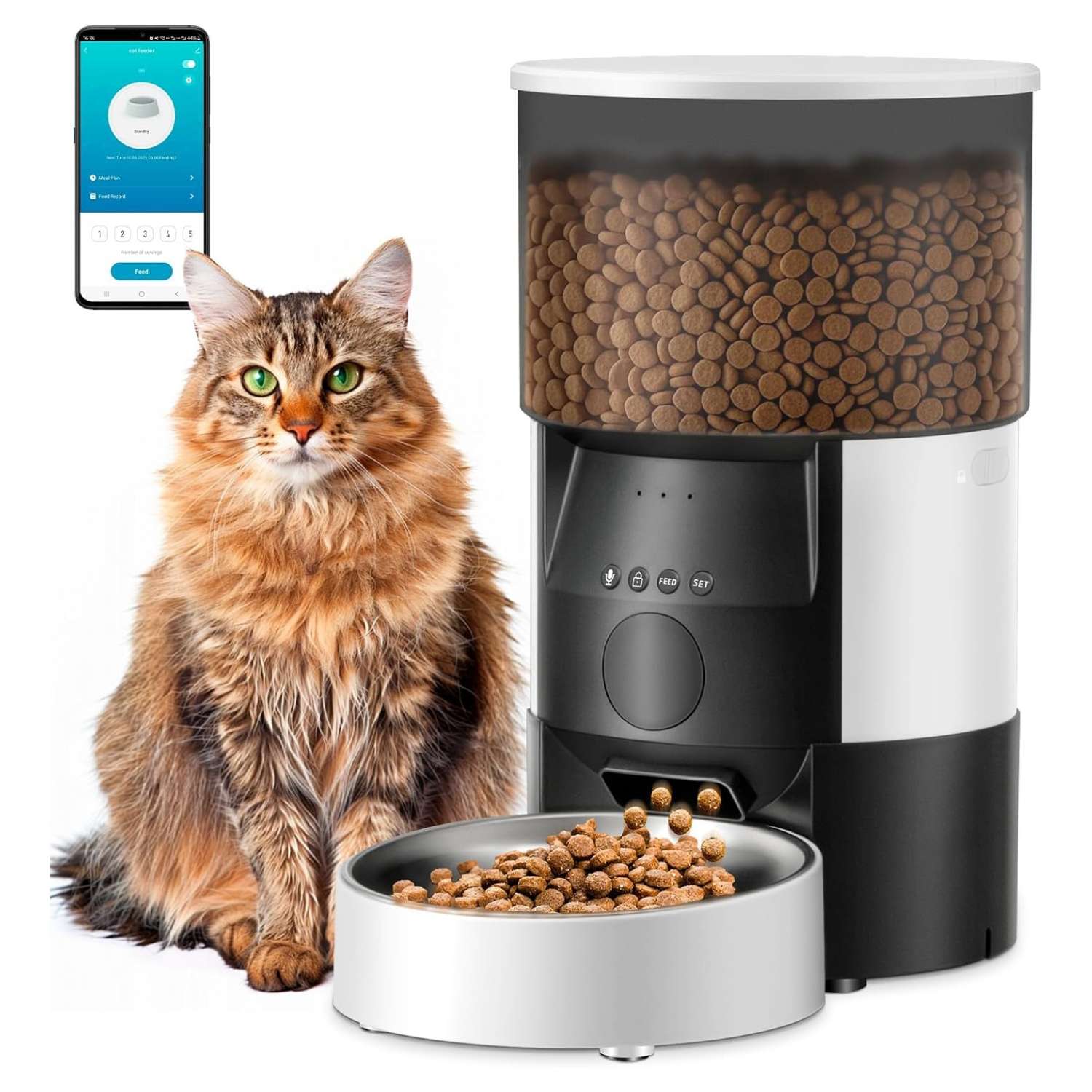 Comedero automático Wi-Fi para gatos y perros, capacidad de 3 litros, con control por aplicación para Chile.