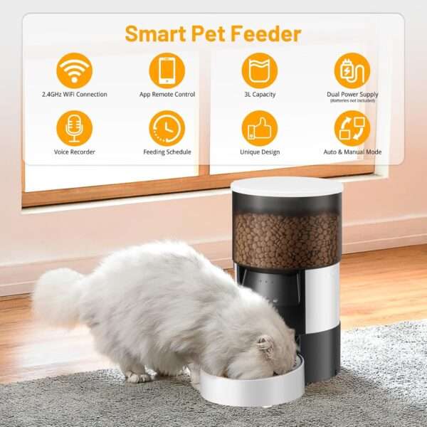 Comedero automático Wi-Fi para gatos y perros, capacidad de 3 litros, con control por aplicación para Chile.