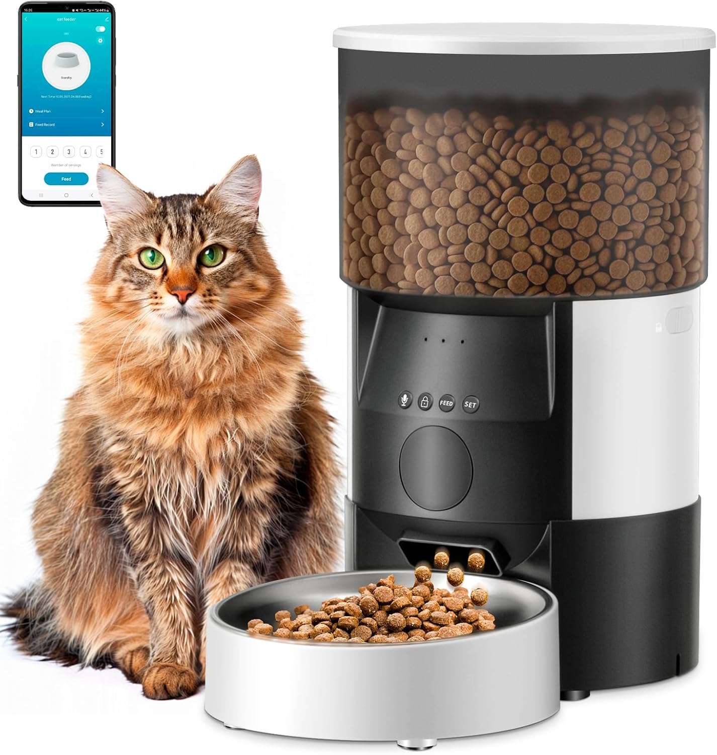 Comedero automático Wi-Fi para gatos y perros, capacidad de 3 litros, con control por aplicación para Chile.