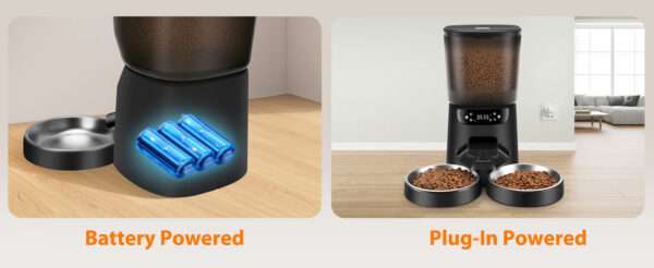 Comedero automático para 2 gatos, programable, con cuencos dobles de acero inoxidable y capacidad de 5 litros en Chile.