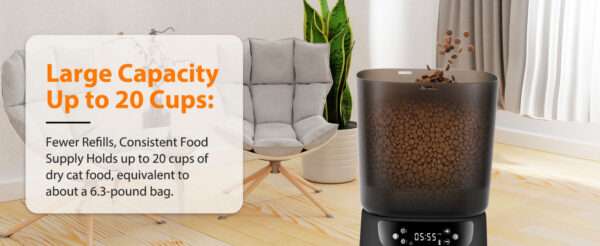Comedero automático para 2 gatos, programable, con cuencos dobles de acero inoxidable y capacidad de 5 litros en Chile.