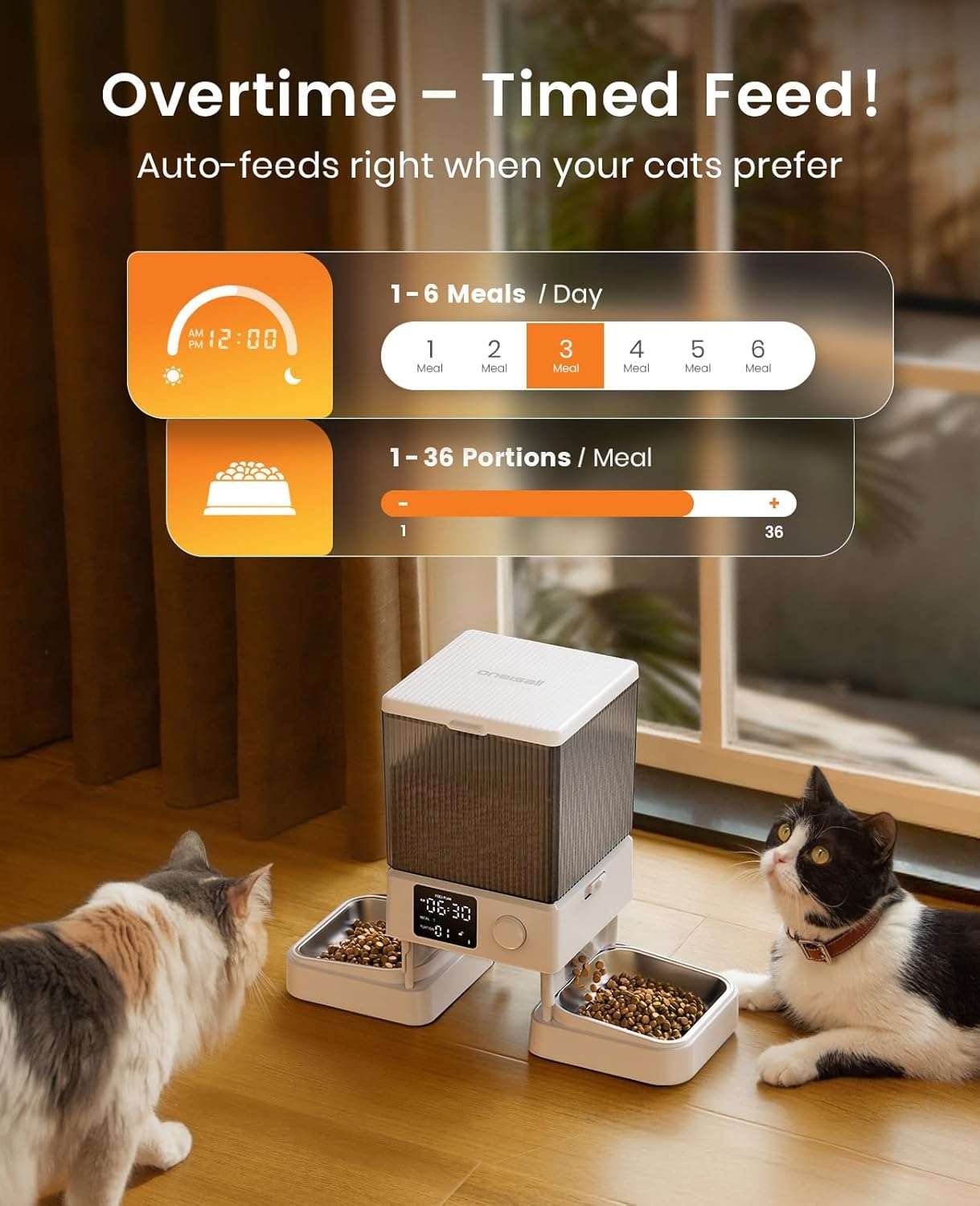 Comedero automático para 2 gatos, capacidad de 5 litros, ideal para mascotas pequeñas en Chile.