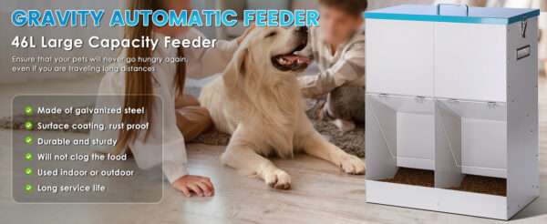 Comedero automático de 20 kg para dos perros grandes, ideal para razas grandes.