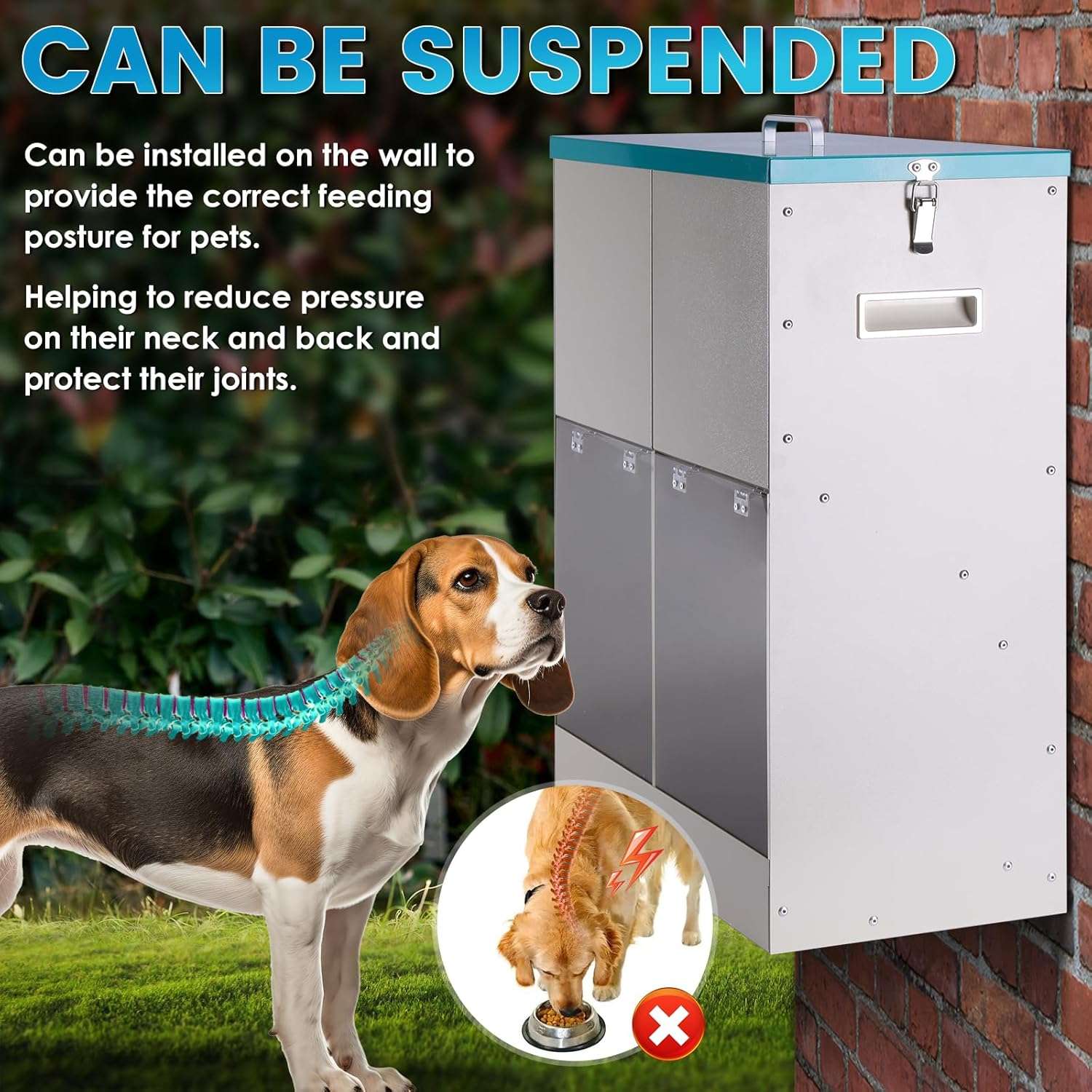 Comedero automático de 20 kg para dos perros grandes, ideal para razas grandes.