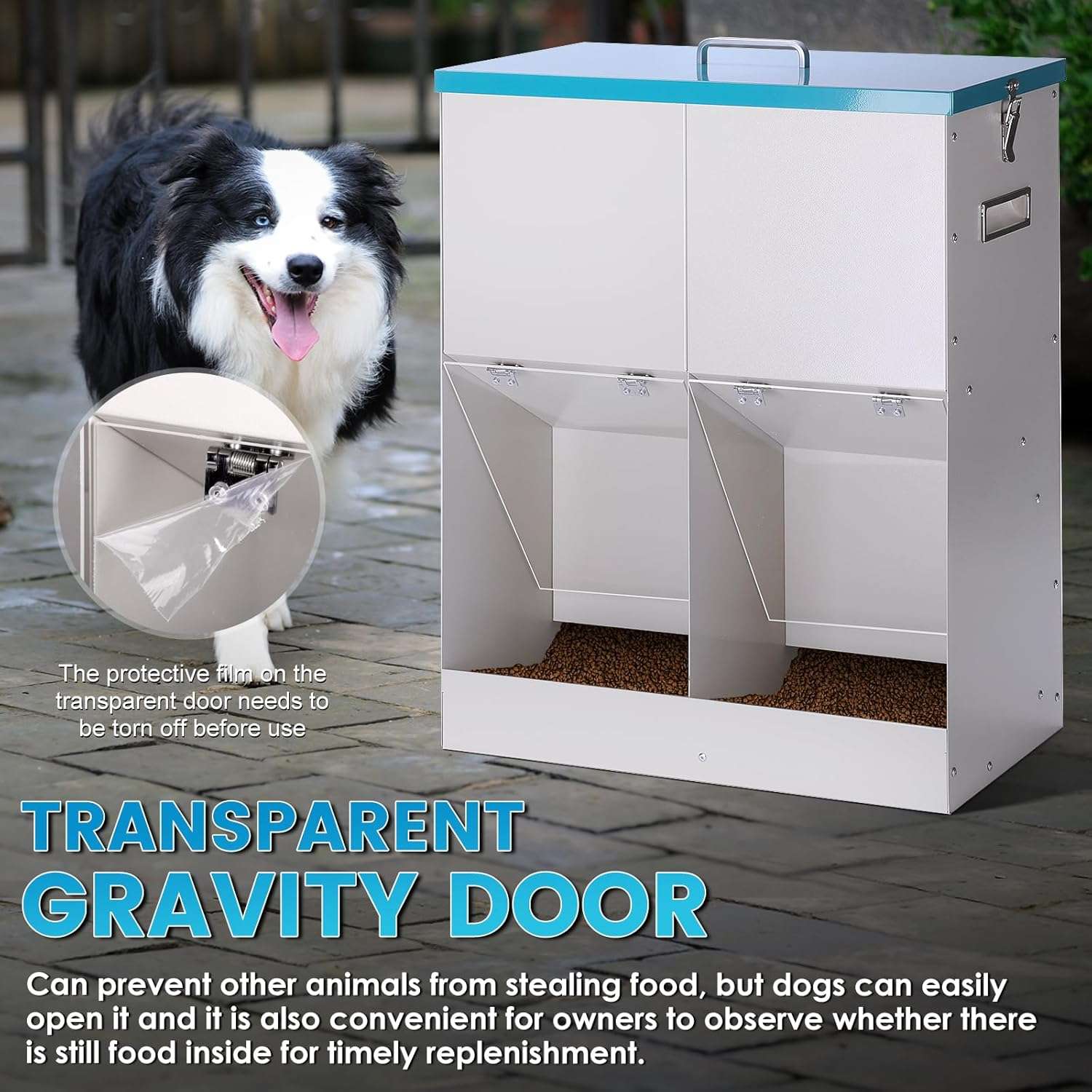 Comedero automático de 20 kg para dos perros grandes, ideal para razas grandes.