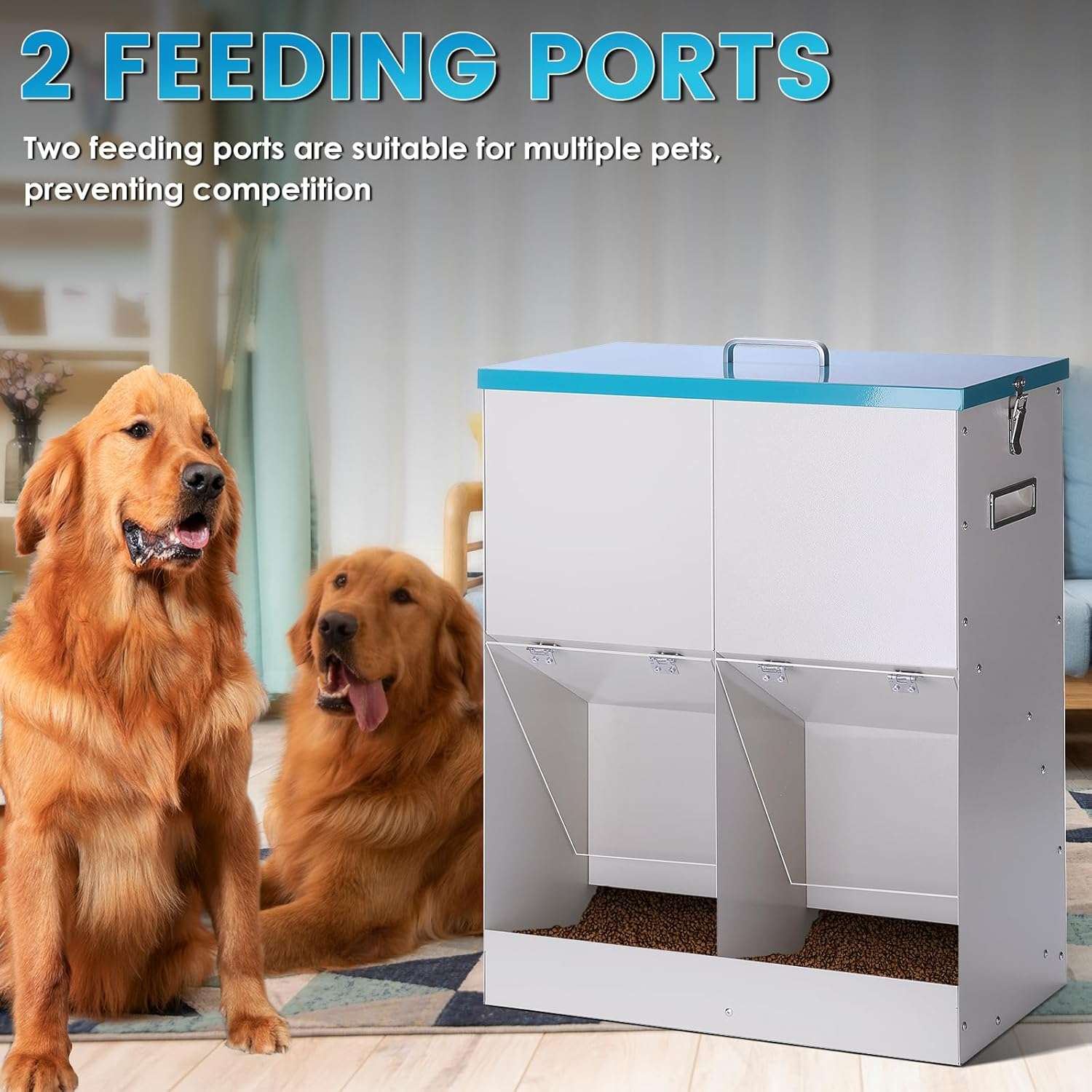 Comedero automático de 20 kg para dos perros grandes, ideal para razas grandes.