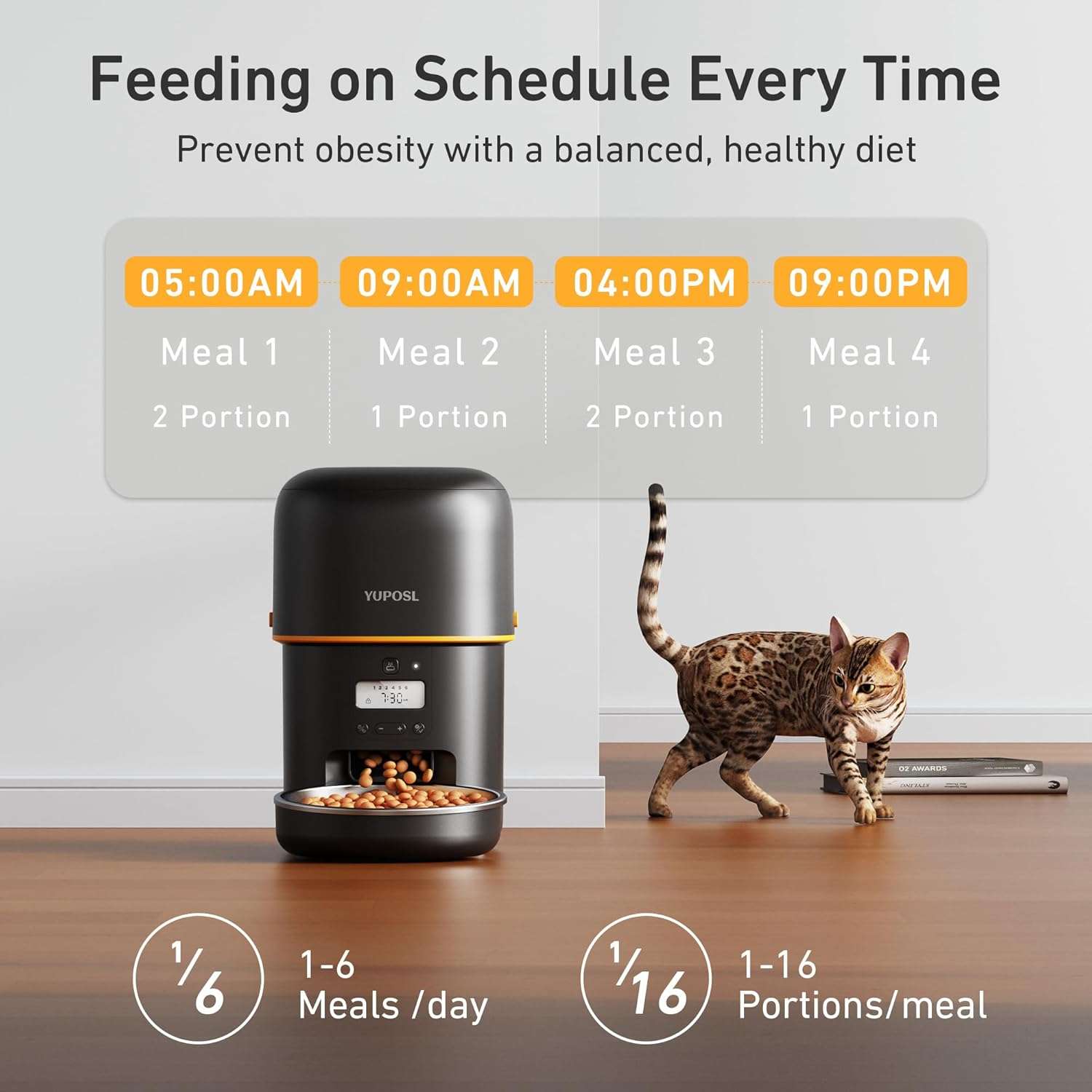 Comedero automático para gatos de 2 litros, programable, con batería de larga duración, ideal para Chile.