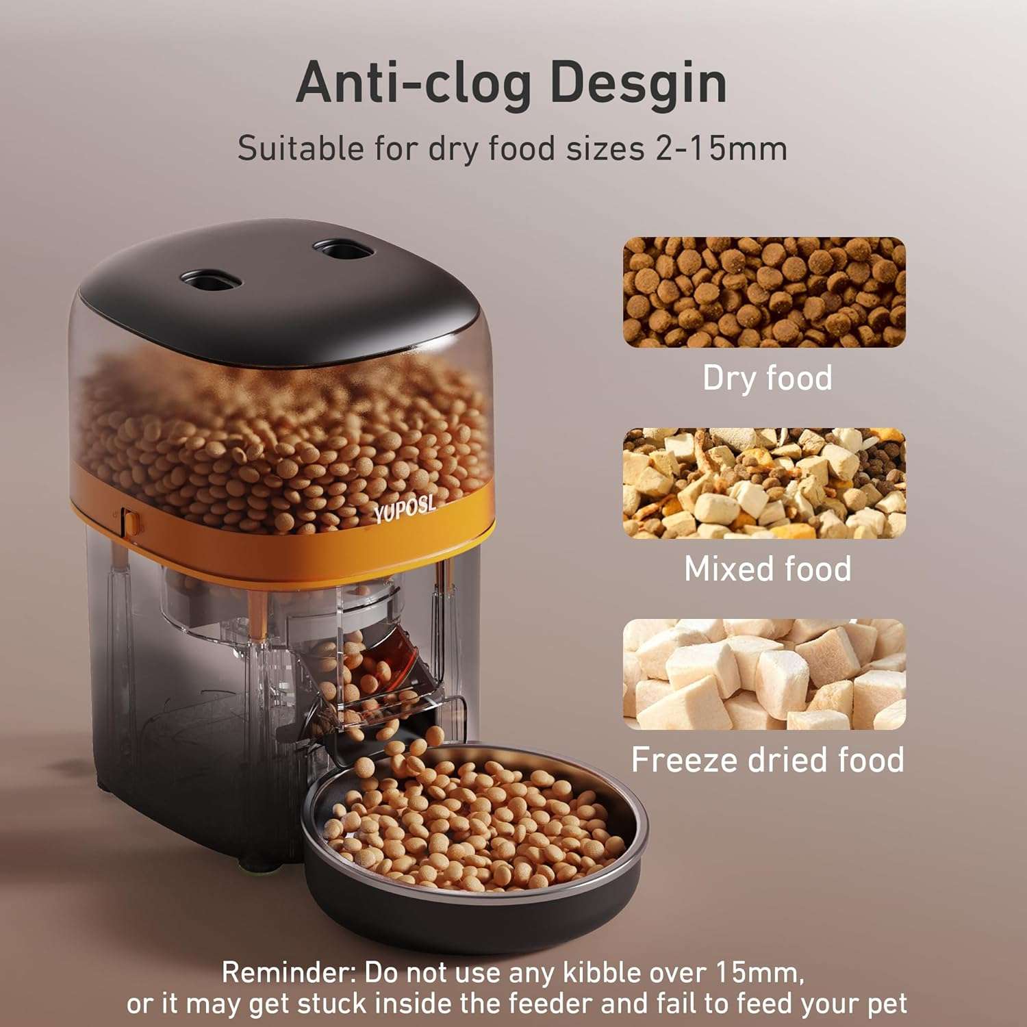Comedero automático para gatos de 2 litros, programable, con batería de larga duración, ideal para Chile.