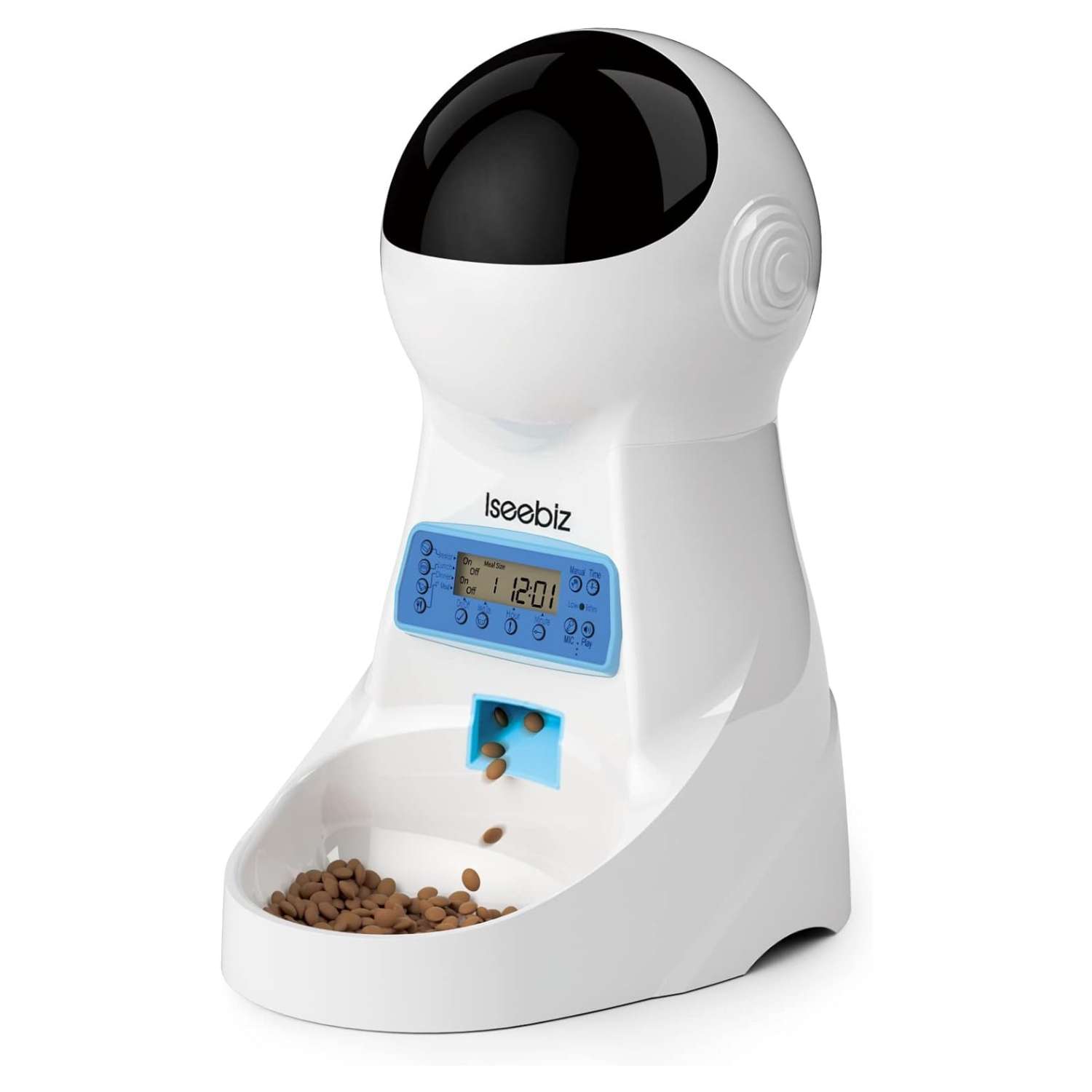 Comedero automático para gatos, programable, con grabadora de voz, capacidad de 3 litros y doble fuente de alimentación en Chile.