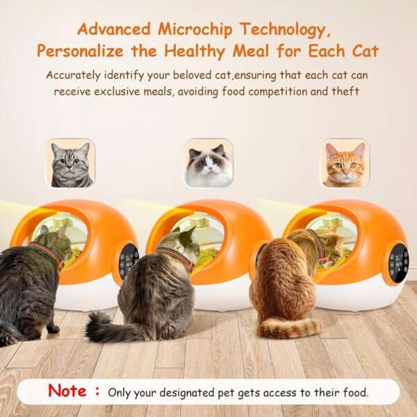Comedero automático para gatos con sensor de microchip y doble fuente de alimentación, ideal para Chile.