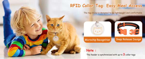 Comedero automático para gatos con sensor de microchip y doble fuente de alimentación, ideal para Chile.