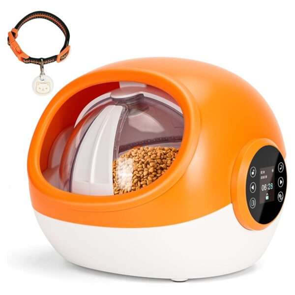 Comedero automático para gatos con sensor de microchip y doble fuente de alimentación, ideal para Chile.