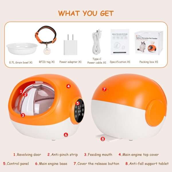 Comedero automático para gatos con sensor de microchip y doble fuente de alimentación, ideal para Chile.