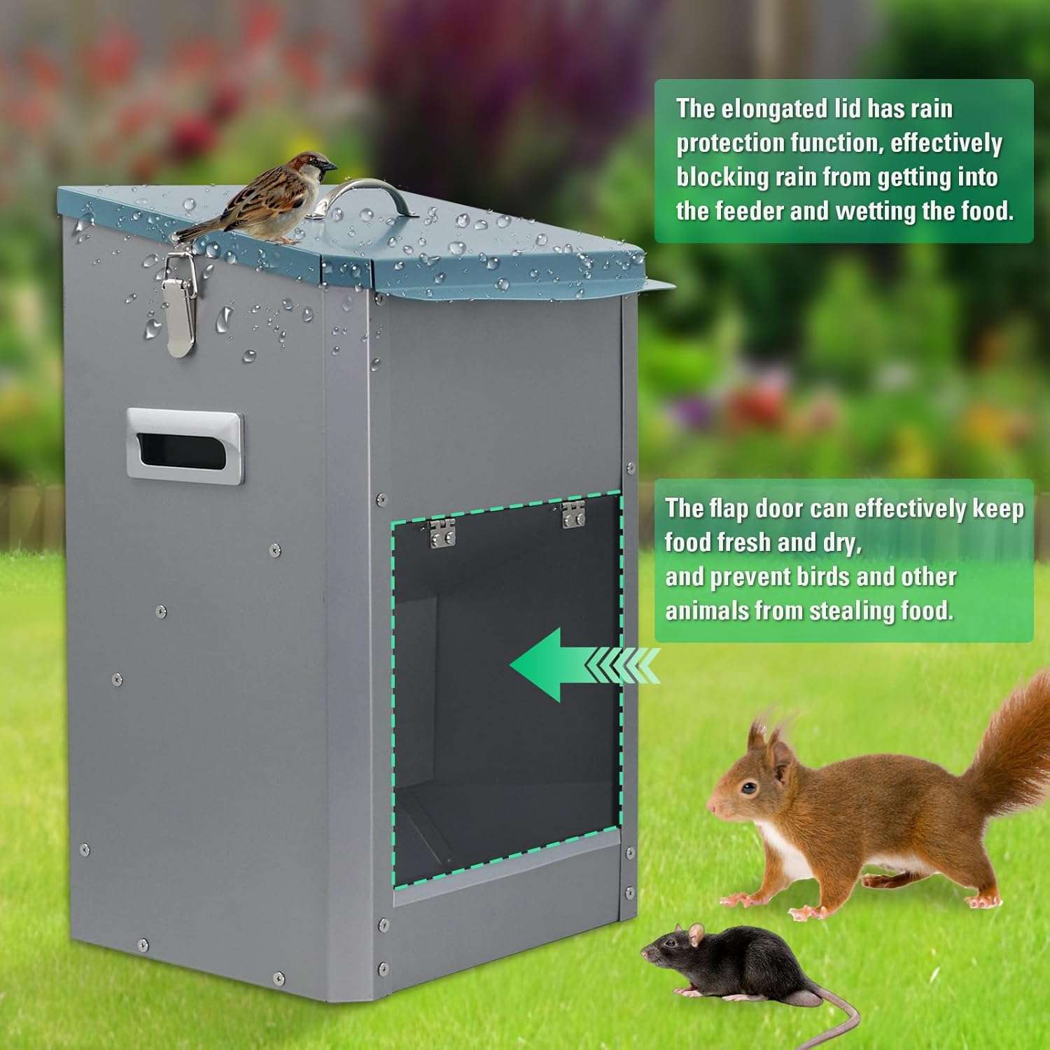Comedero automático para perros grandes, gran capacidad de 11 kg, ideal para uso exterior en Chile.