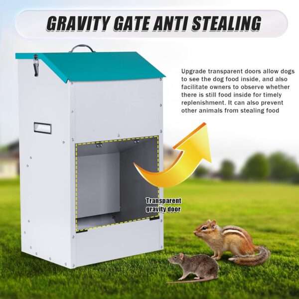 Comedero automático para perros grandes, de acero galvanizado, con capacidad de 22 kg, ideal para Chile.