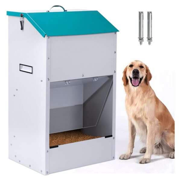 Comedero automático para perros grandes, de acero galvanizado, con capacidad de 22 kg, ideal para Chile.