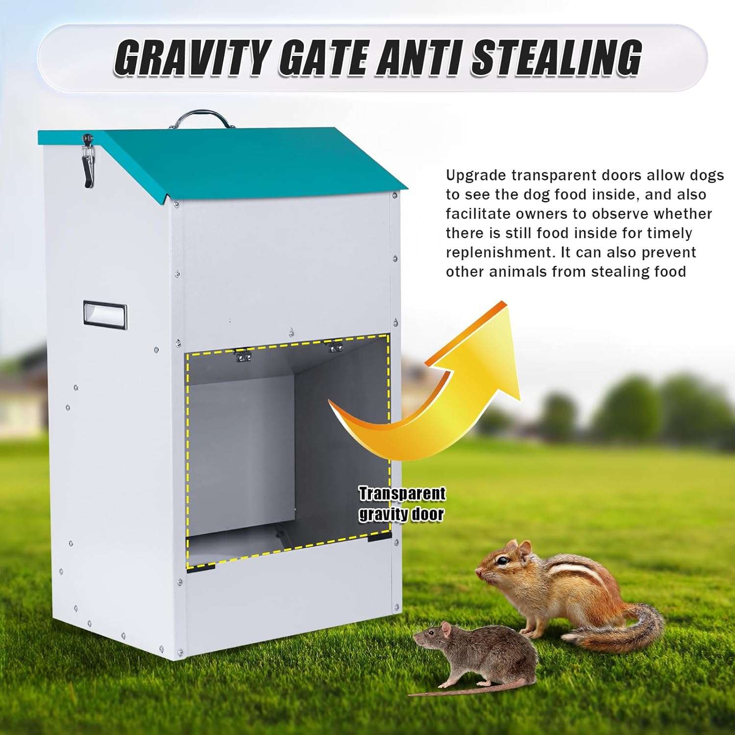 Comedero automático para perros grandes, de acero galvanizado, con capacidad de 22 kg, ideal para Chile.