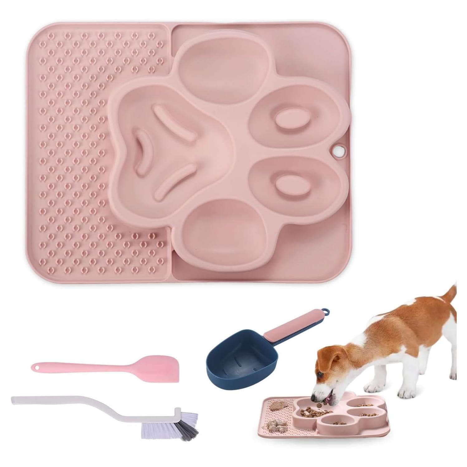 Plato de silicona de alimentacion lenta con ventosa antideslizante para perros y gatos pequeños.