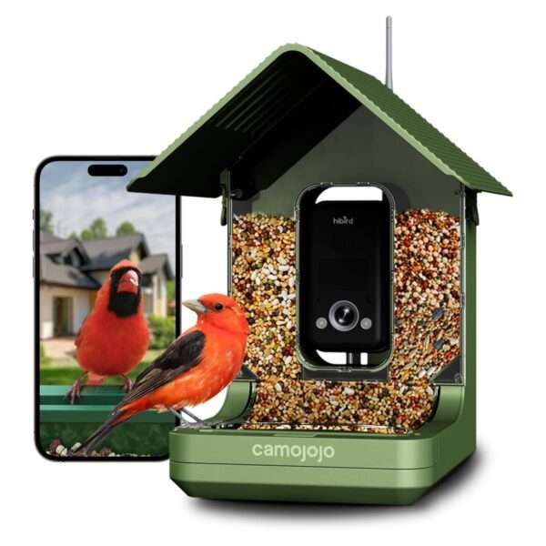 Comedero para pájaros con cámara 4K, detección de IA y Wi-Fi Dual Band, para observación de aves en exteriores.