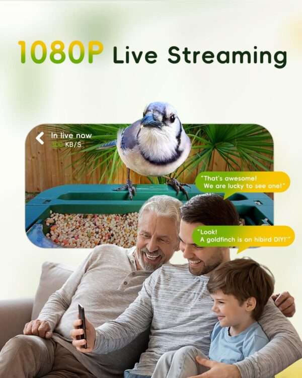 Comedero para pájaros con cámara 4K, detección de IA y Wi-Fi Dual Band, para observación de aves en exteriores.