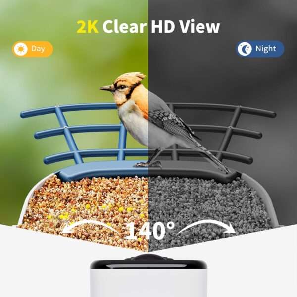 Comedero para pájaros con cámara Wi-Fi, energía solar, y detección de aves por inteligencia artificial.