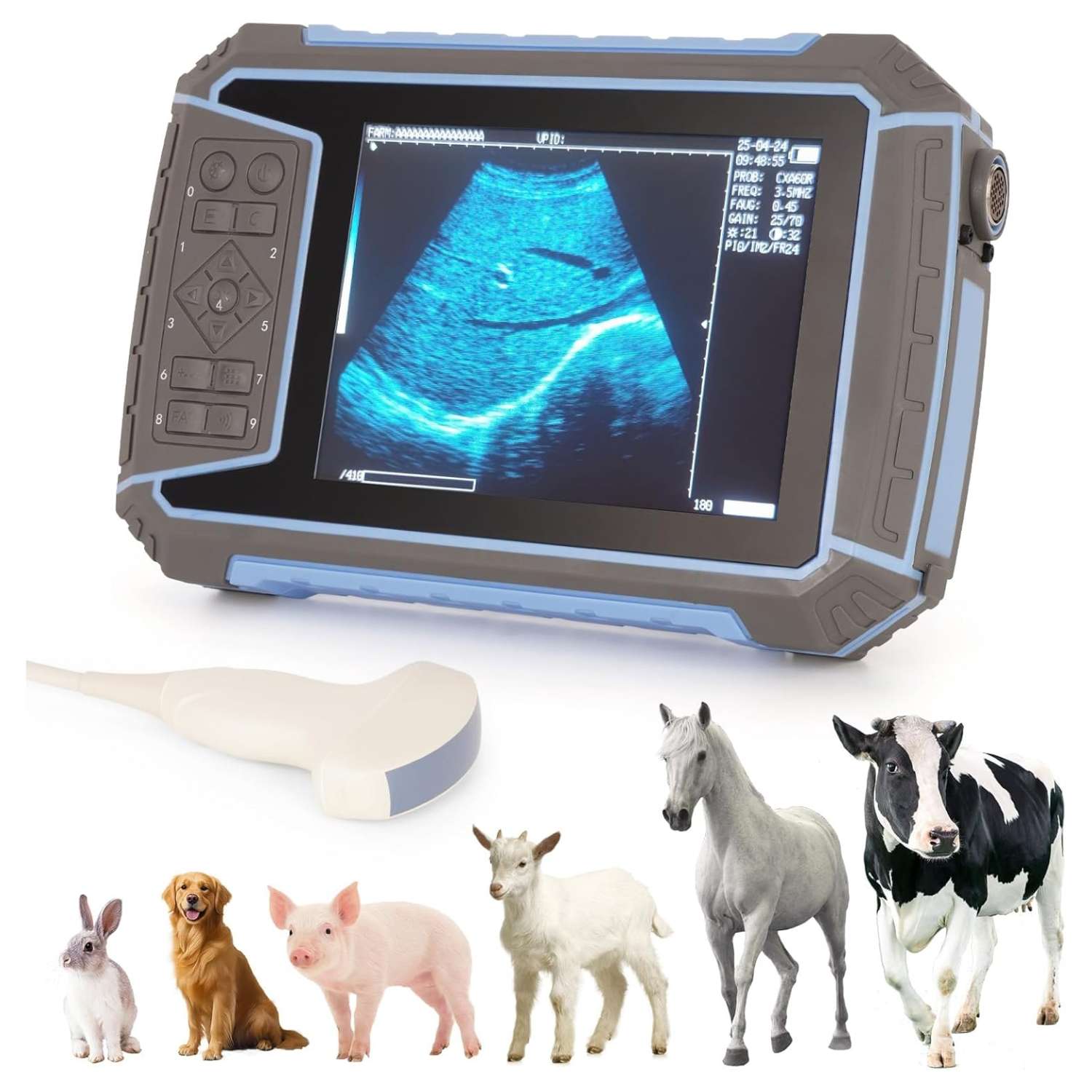 Ecógrafo veterinario portátil 2025 para diagnóstico de gestación en ganado.