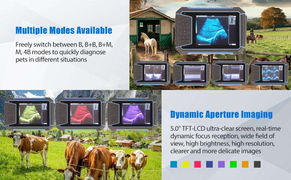 Ecógrafo veterinario portátil 2025 para diagnóstico de gestación en ganado.