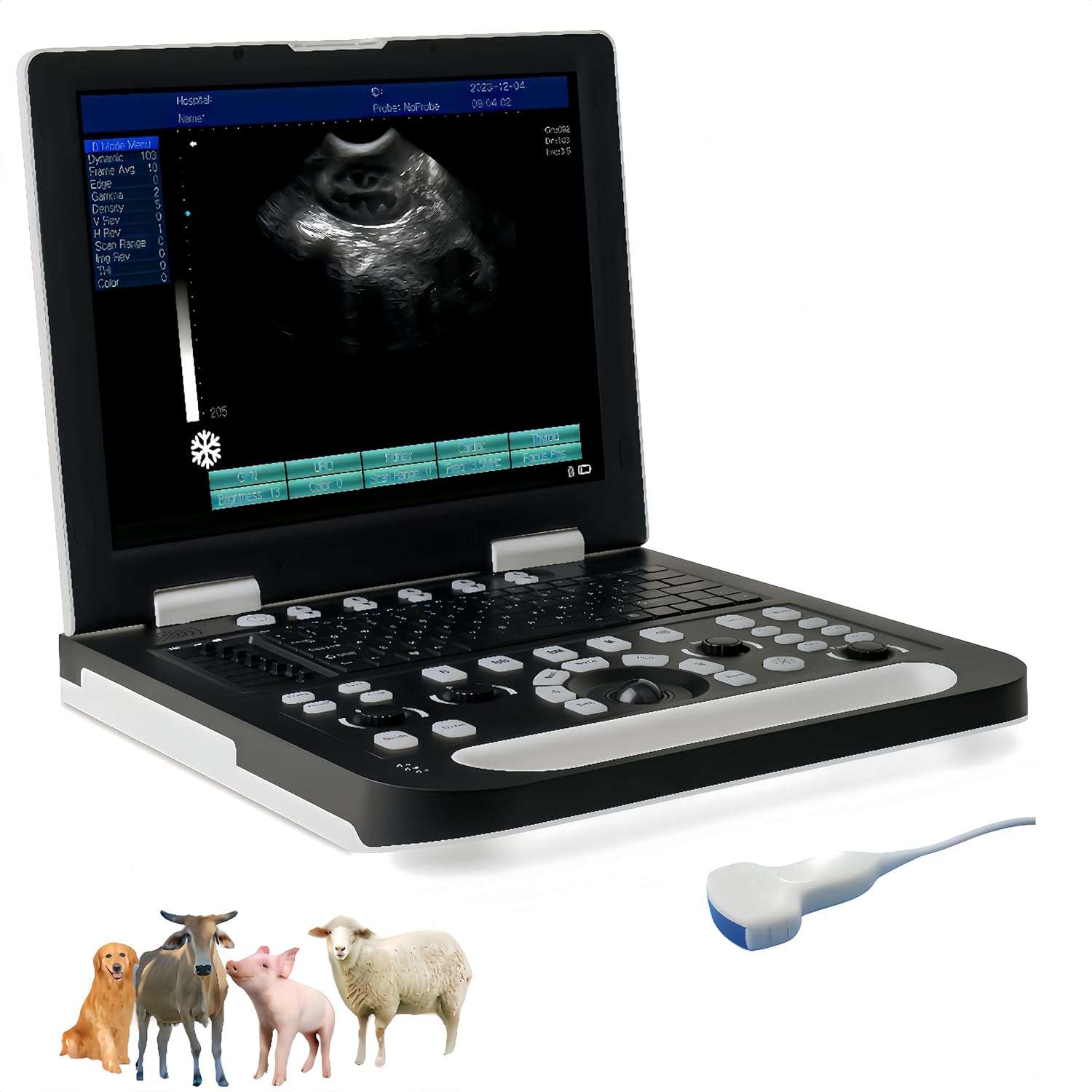 Ecógrafo veterinario portátil N50 con pantalla de 15 pulgadas para diagnóstico de gestación.