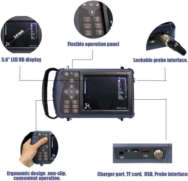 Ecógrafo veterinario portátil S1 con sonda convexa 3.5 MHz para diagnóstico en ganado y caballos.