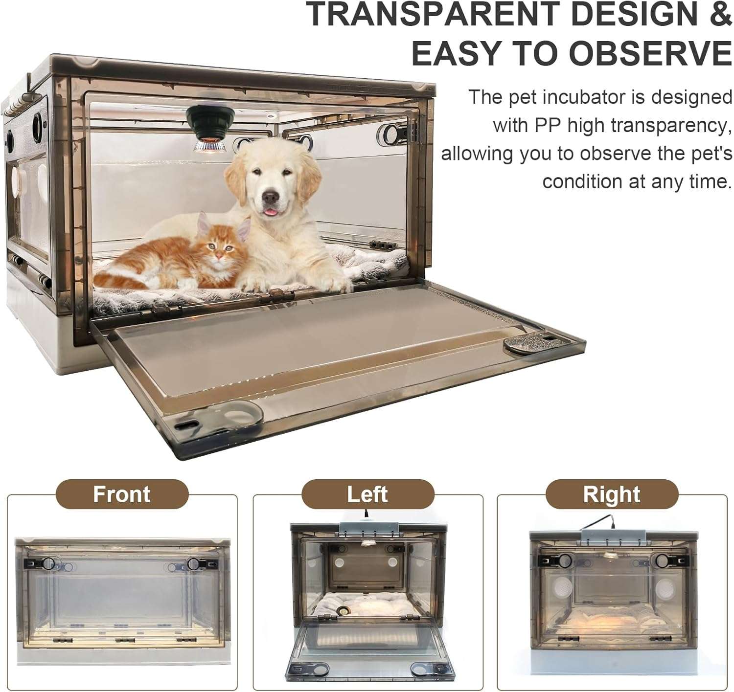 Incubadora neonatal con calefacción para cachorros y gatitos, incluye kit de crianza.