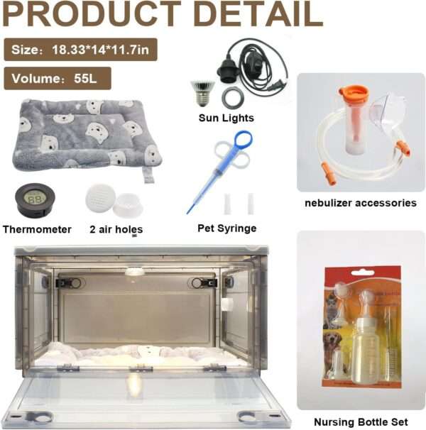 Incubadora neonatal con calefacción para cachorros y gatitos, incluye kit de crianza.