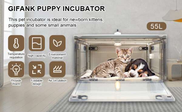 Incubadora neonatal con calefacción para cachorros y gatitos, incluye kit de crianza.