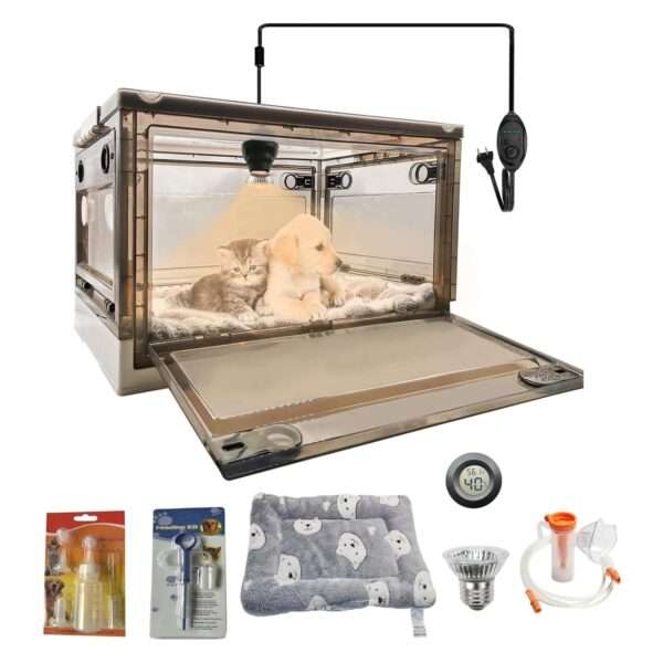 Incubadora neonatal con calefacción para cachorros y gatitos, incluye kit de crianza.