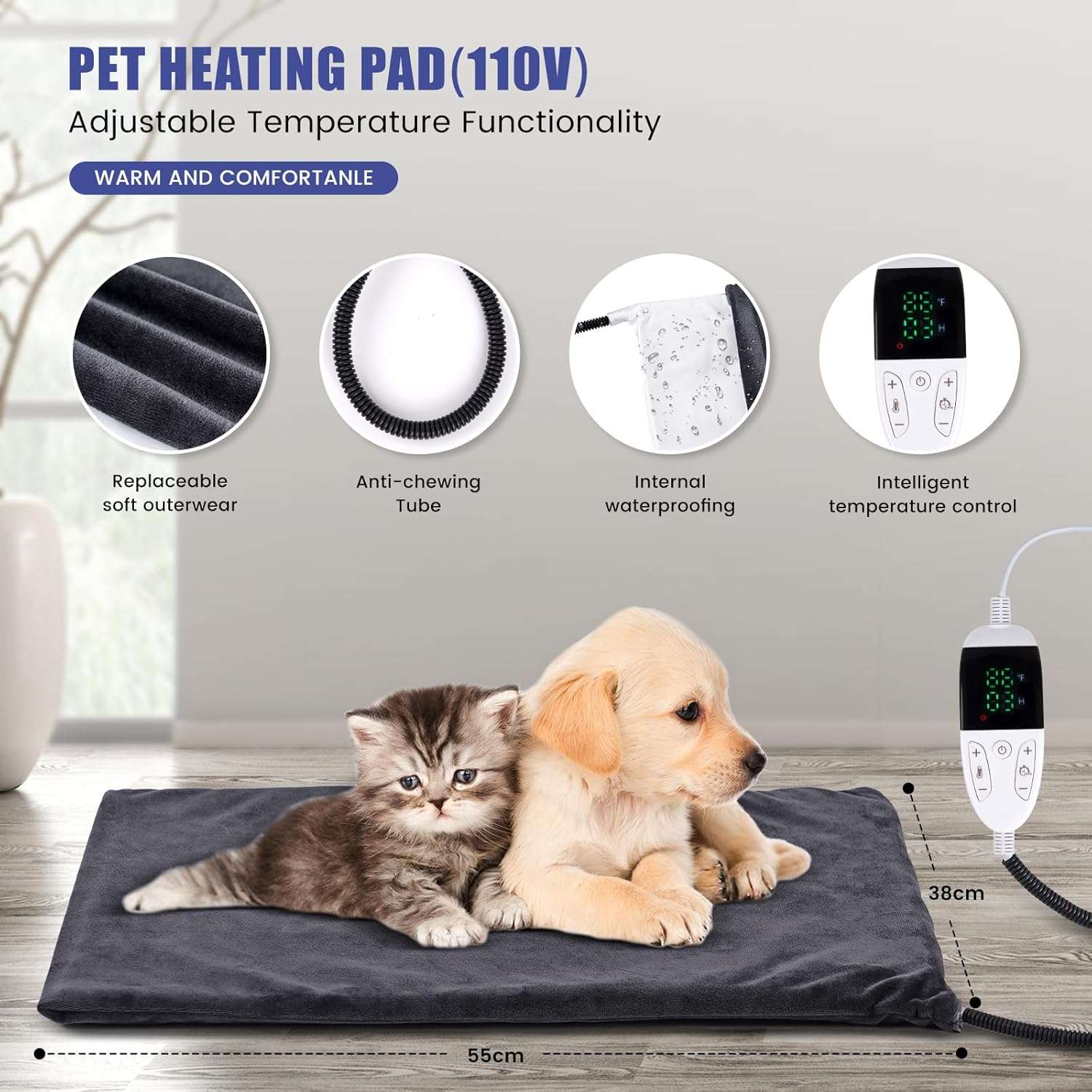 Incubadora plegable y transparente con lamparas de calefaccion para cachorros y gatitos recien nacidos.