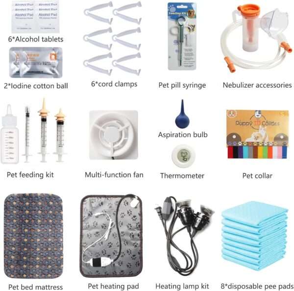 Incubadora para cachorros y gatitos con calefacción y ventilador.