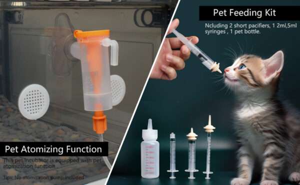 Incubadora neonatal con calefacción y ventilación para cachorros y gatitos.