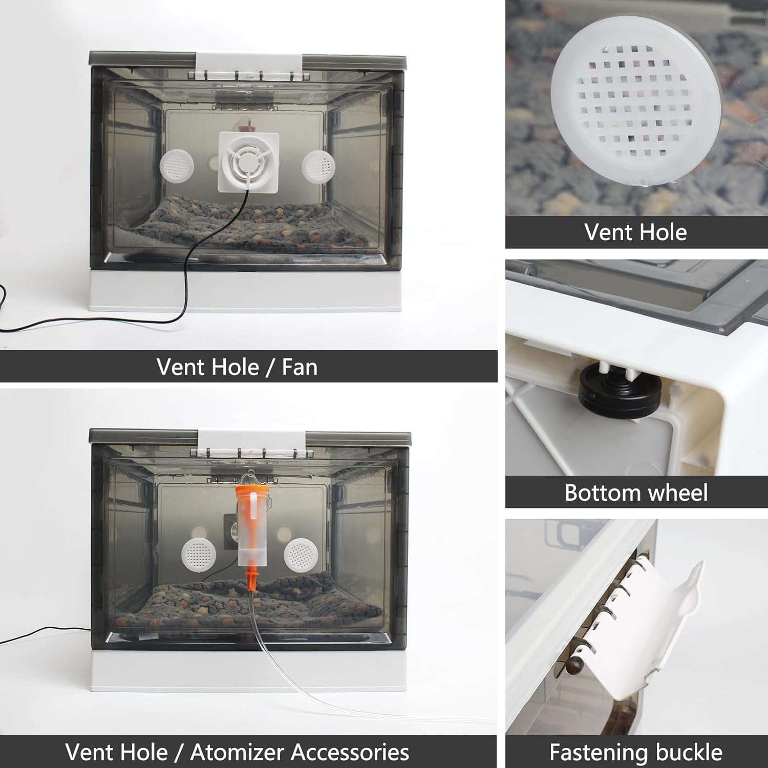 Incubadora neonatal con calefacción y ventilación para cachorros y gatitos.