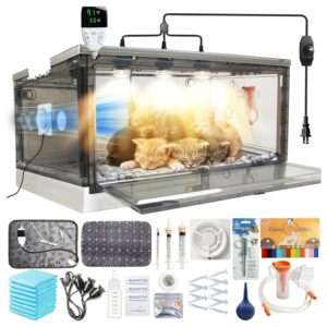 Incubadora neonatal con calefacción y ventilación para cachorros y gatitos.