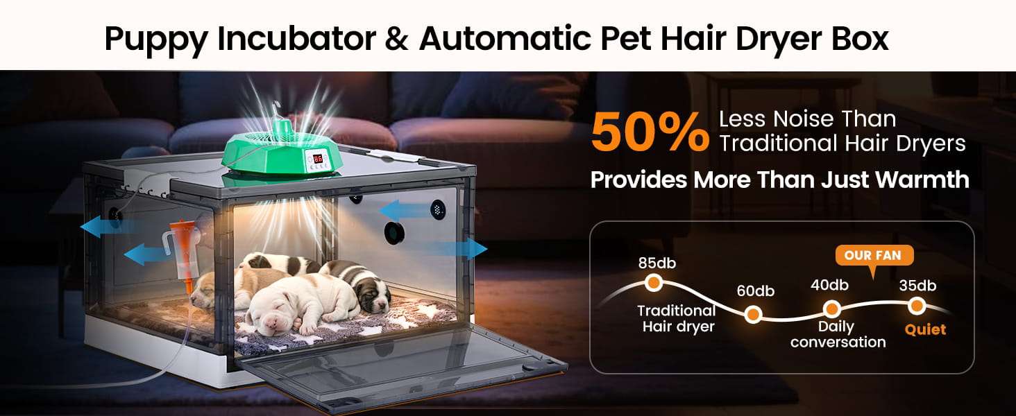 Incubadora neonatal con oxigenador y calefacción para cachorros y gatitos.