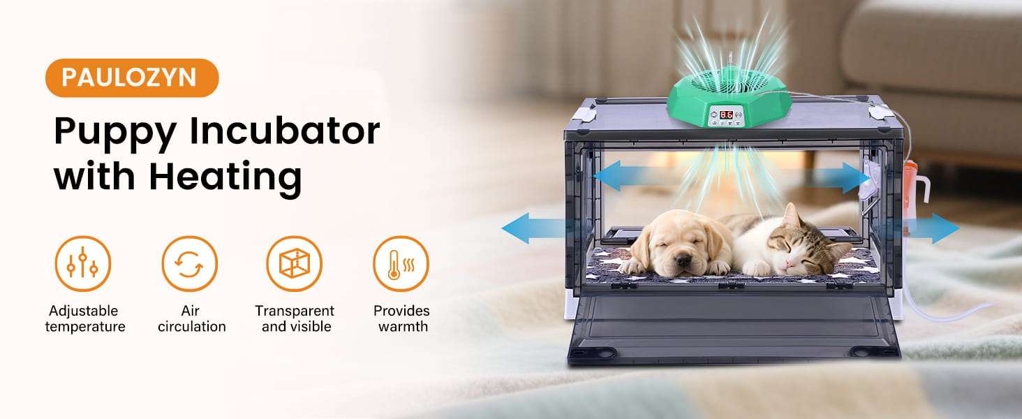 Incubadora neonatal con oxigenador y calefacción para cachorros y gatitos.
