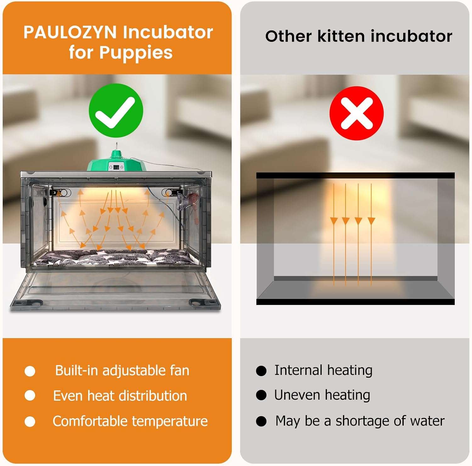 Incubadora neonatal con oxigenador y calefacción para cachorros y gatitos.